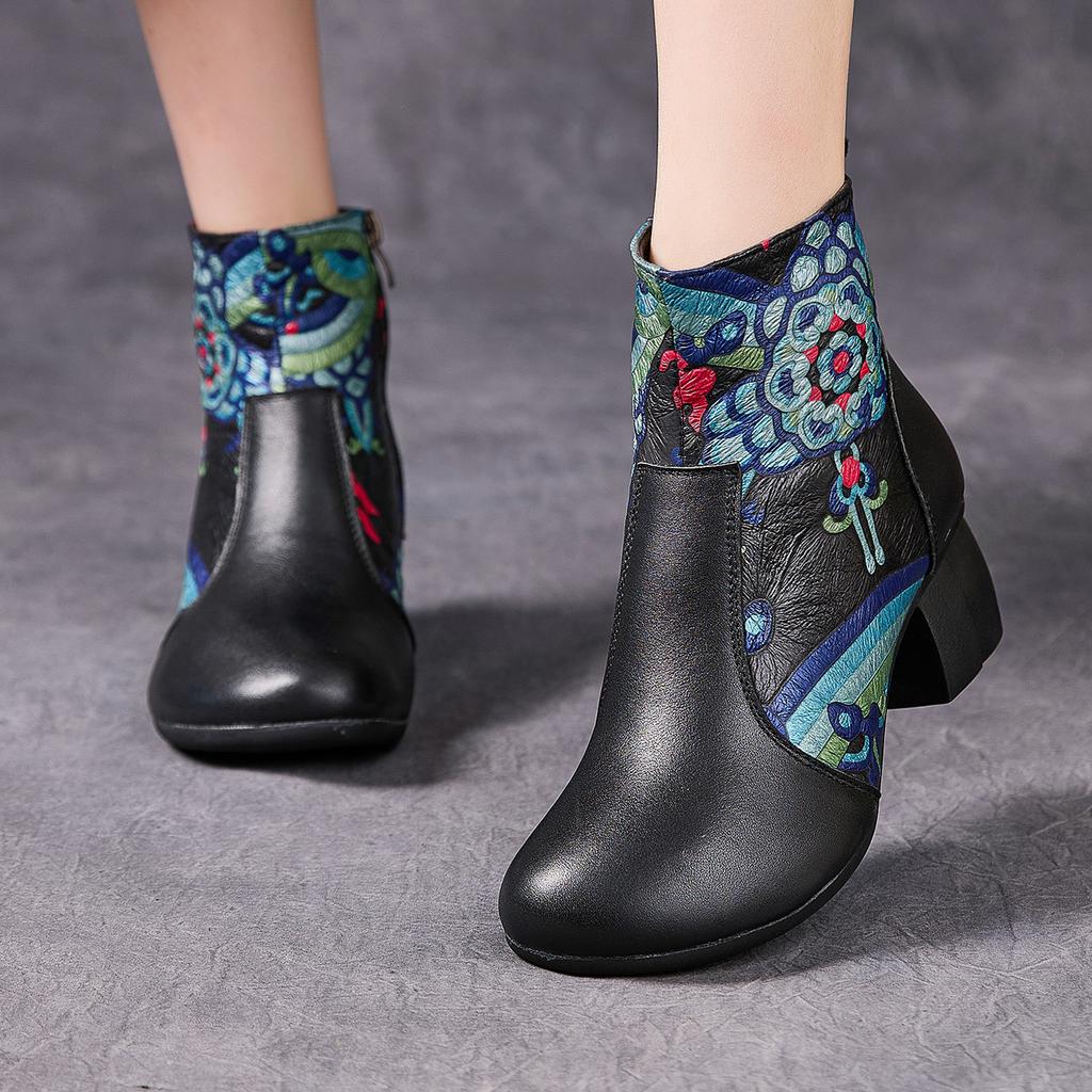 GKTINOO Winter Warm Fur Genuine Leather High Heels Ankle Boots For Women Boots Side Zipper Soft Comfort Personality Botas