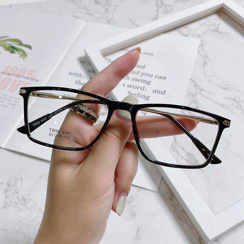 TR90 Korean-Style Anti-Blue Light Glasses: Small Square Frames with Plano or Prescription Lenses for Men and Women.