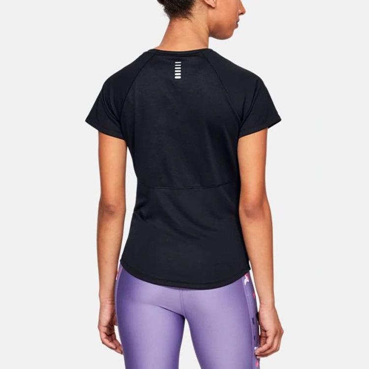 Under Armour Running Fitted Round Neck Short Sleeve T-Shirt Women Tops Black 1326462-001