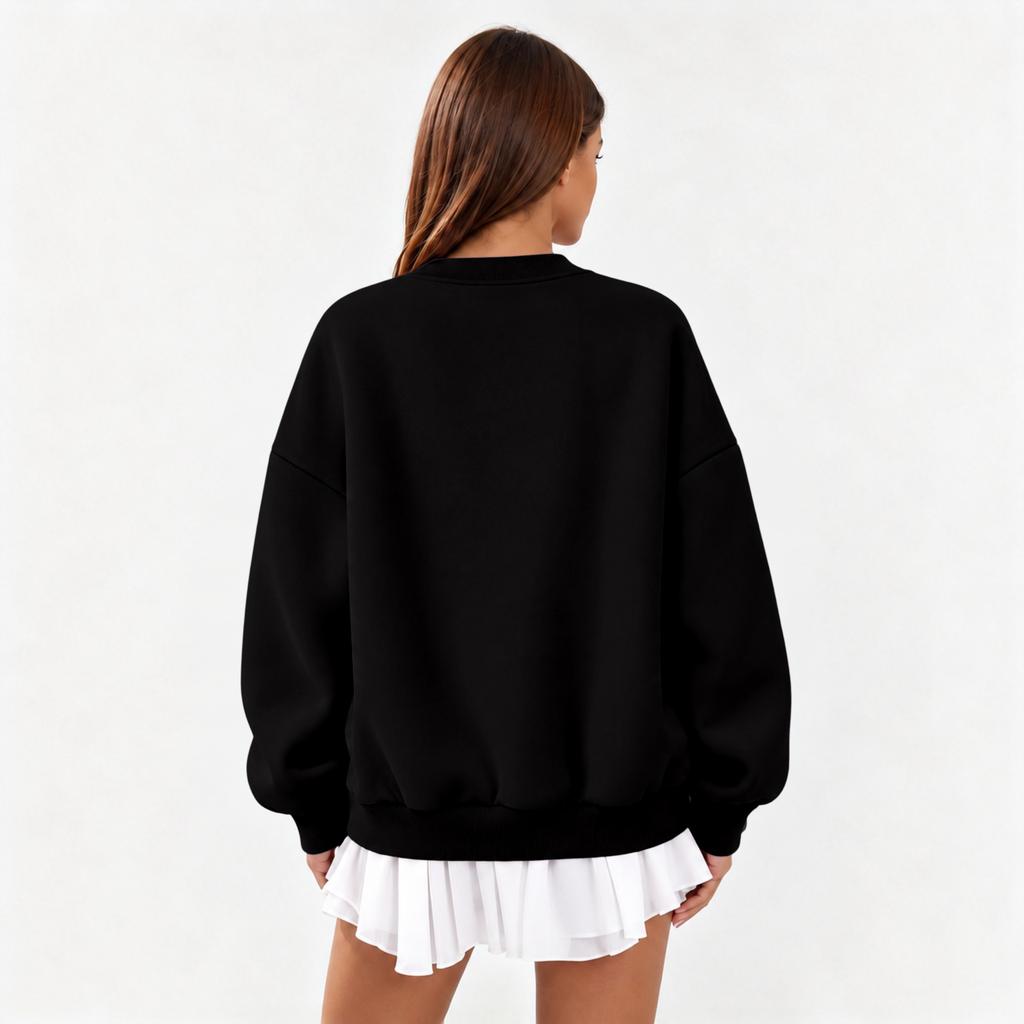 Women's Fall Winter Casual Crewneck Sweatshirt Color Long Sleeve Top