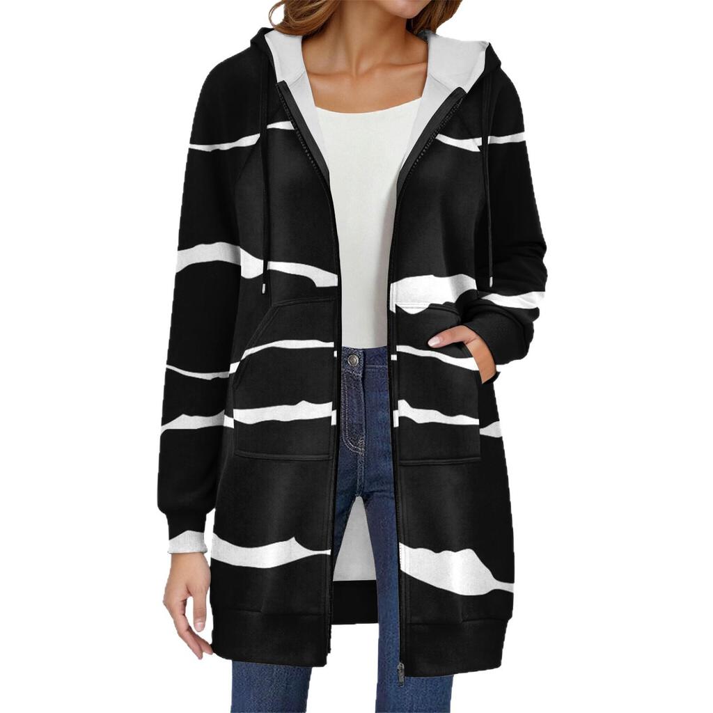 2025 Women's Hooded Printed Zipper Cardigan Coat - Casual Fashion, In Stock