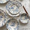 European High-Value Dinnerware Set: Underglaze Color Plate, Deep Plate, Cereal Bowl, Cup & Saucer for Desserts & Steaks.