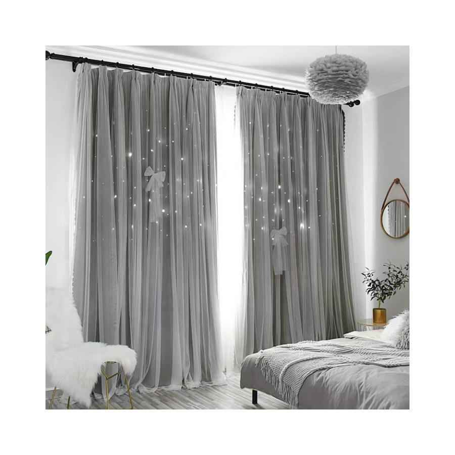 

Мечта Модный Тренд Полая Звезда Ткань Пряжа Интегрированная Готовая Двойная Штора fabric [below 70 meters] серый
