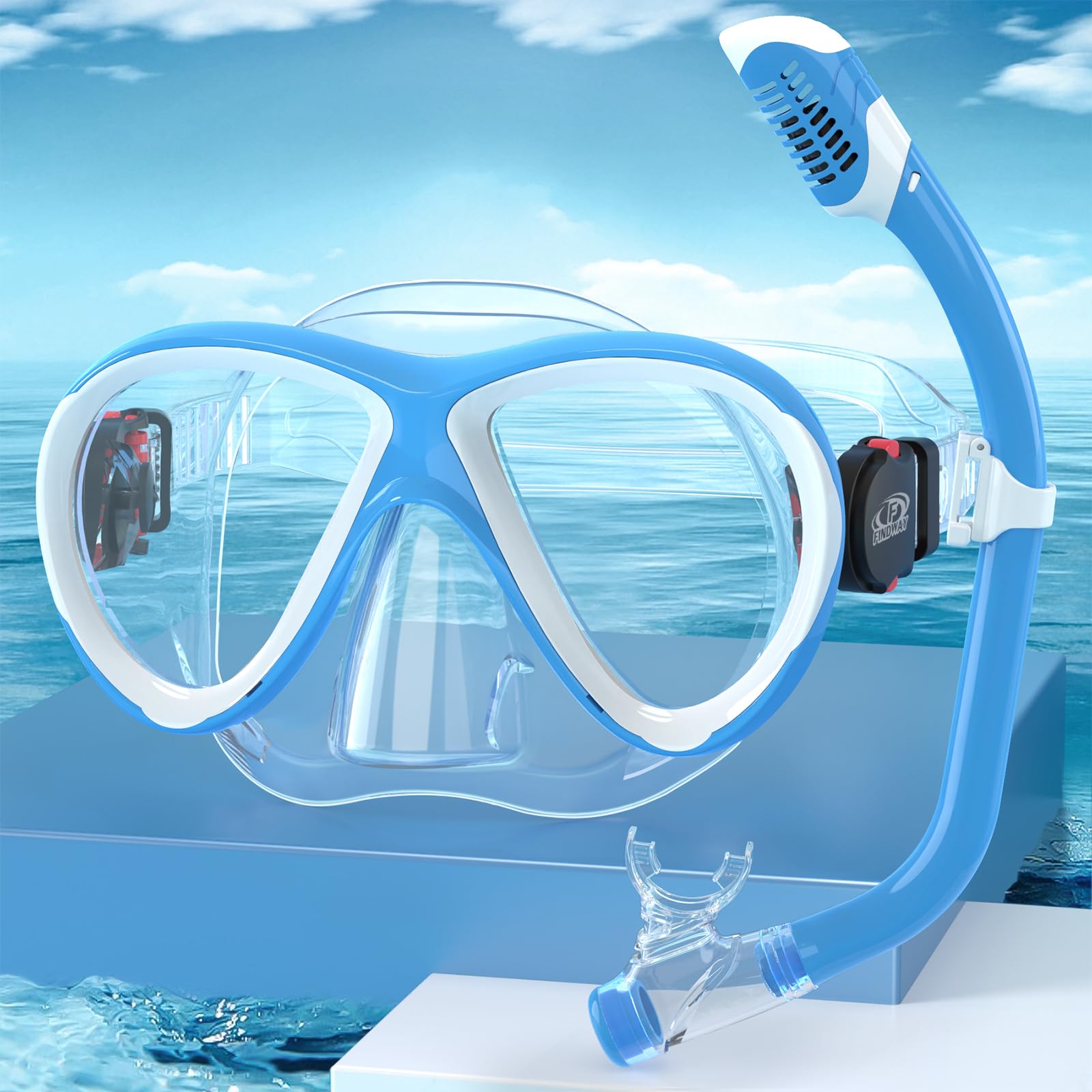 

Findway Трубка для снорклинга для подводного плавания с маской Мягкая закаленная Легко надевать и снимать УФ Начинающим Подходит для девочек-подростков и детей, Сноркелинг, Маска, Дети,