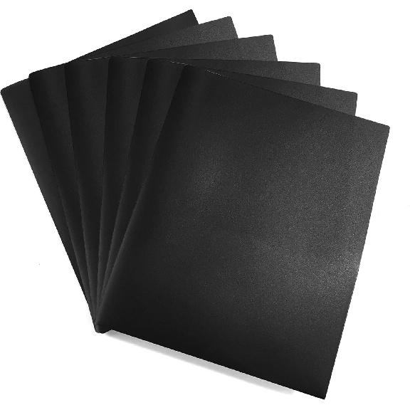 Easykart Plastic Folders with Pockets - (Black, 6 Pack), 2 Pocket Poly Folders for School, Home or Office, Durable Heavy Duty File Folders