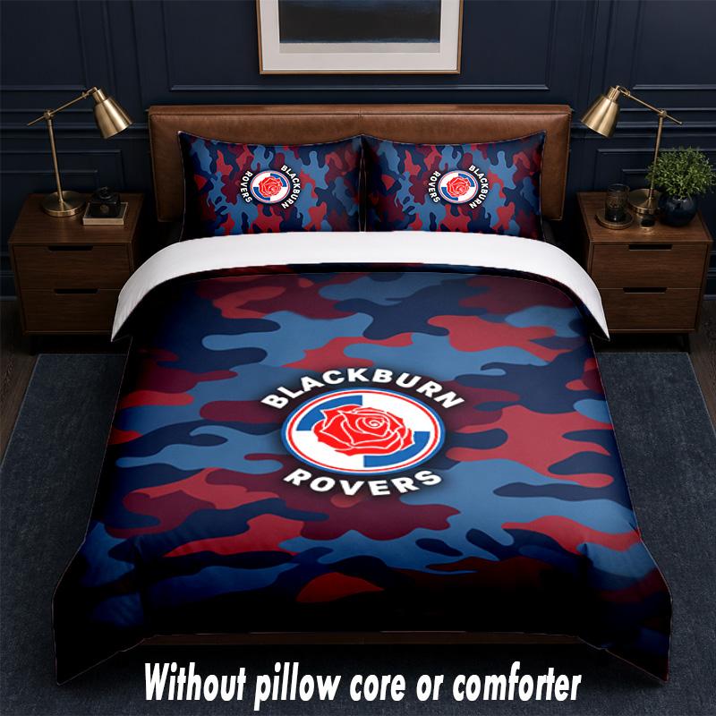 Blackburn Rovers Football Design Bed Bedding Set 1 Duvet Cover + 2 Pillowcases Soft Breathable Household Bed Linens