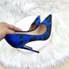 Hot Selling Sexy Leopard Print Suede High Heels Blue Black Gradient Suede 12CM Slim High Heels Women's High Heels D Sma