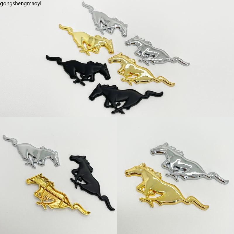 Car Styling 2 Pieces 3 D  Metal Stickers Horse Racing Logo Car Side Badge Trunk Decal Suitable for Ford Mustang Shelby GT 350 500 Cob
