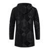 Autumn Winter Men's Fleece Mid Length Hooded Knit Cardigan Casual Knitwear Coat Thickened Warm Sweatercoat Men