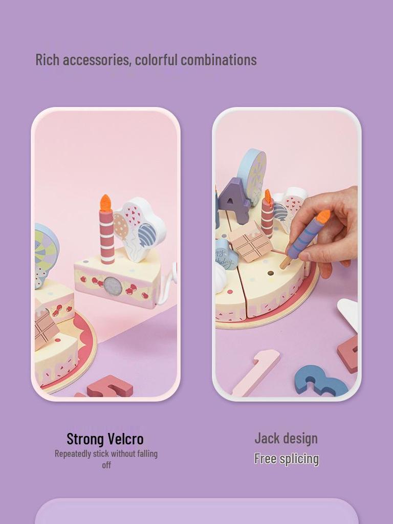 CPCCE Pretend Play Wooden Birthday Cake Toy Set for Kids
