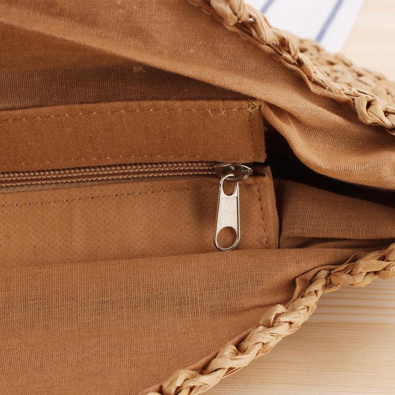 Women Boho Woven Handbag Summer Beach Tote Straw Bag Round Rattan Shoulder Bag