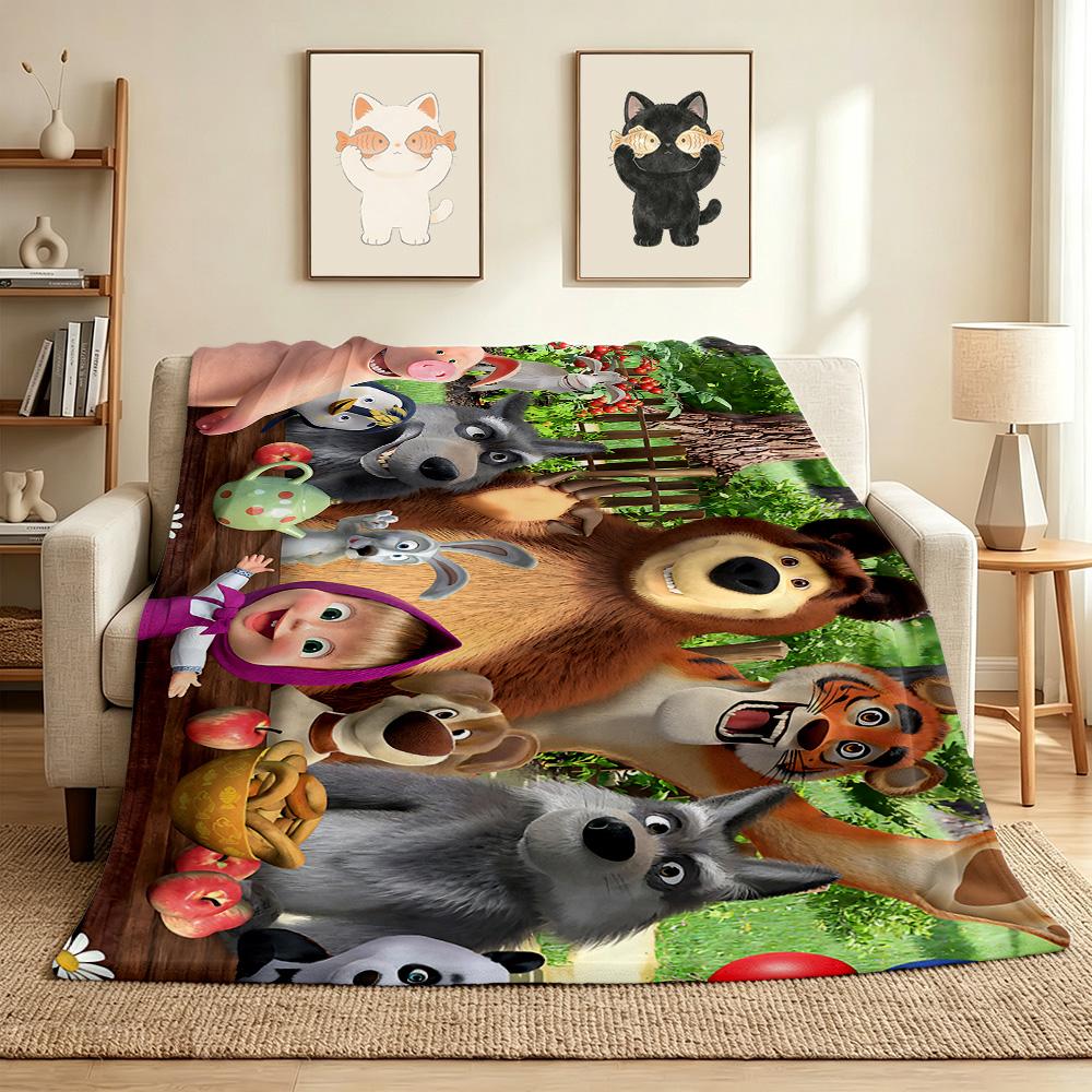 Masha Friends Flannel Blanket Throw Blanket Soft Warm Sofa Bed Camping Home Decor Unique Christmas Gift C9261647