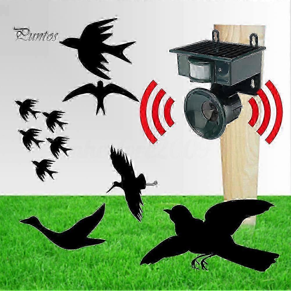 Solar Powered Outdoor Ultrasonic Pest Bird Crow Animal Repeller Repellent Scarer A-F