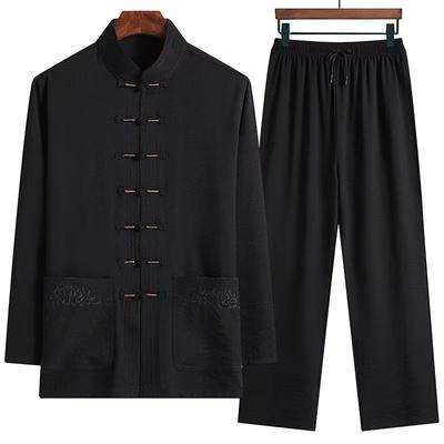 Costume décontracté à manches longues pour hommes de couleur unie pour le printemps et l'automne