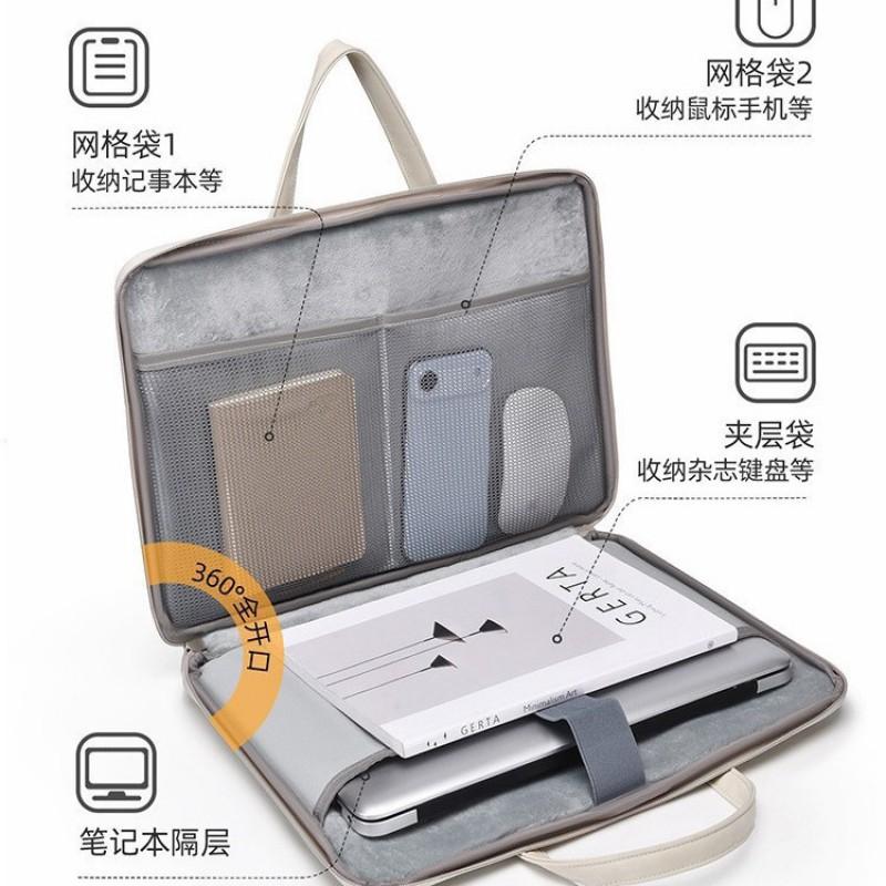 Slim Laptop Sleeve Bag 14-16.1 Inch Notebook With Handle PU Leather Protective Case Women Men Campus Style