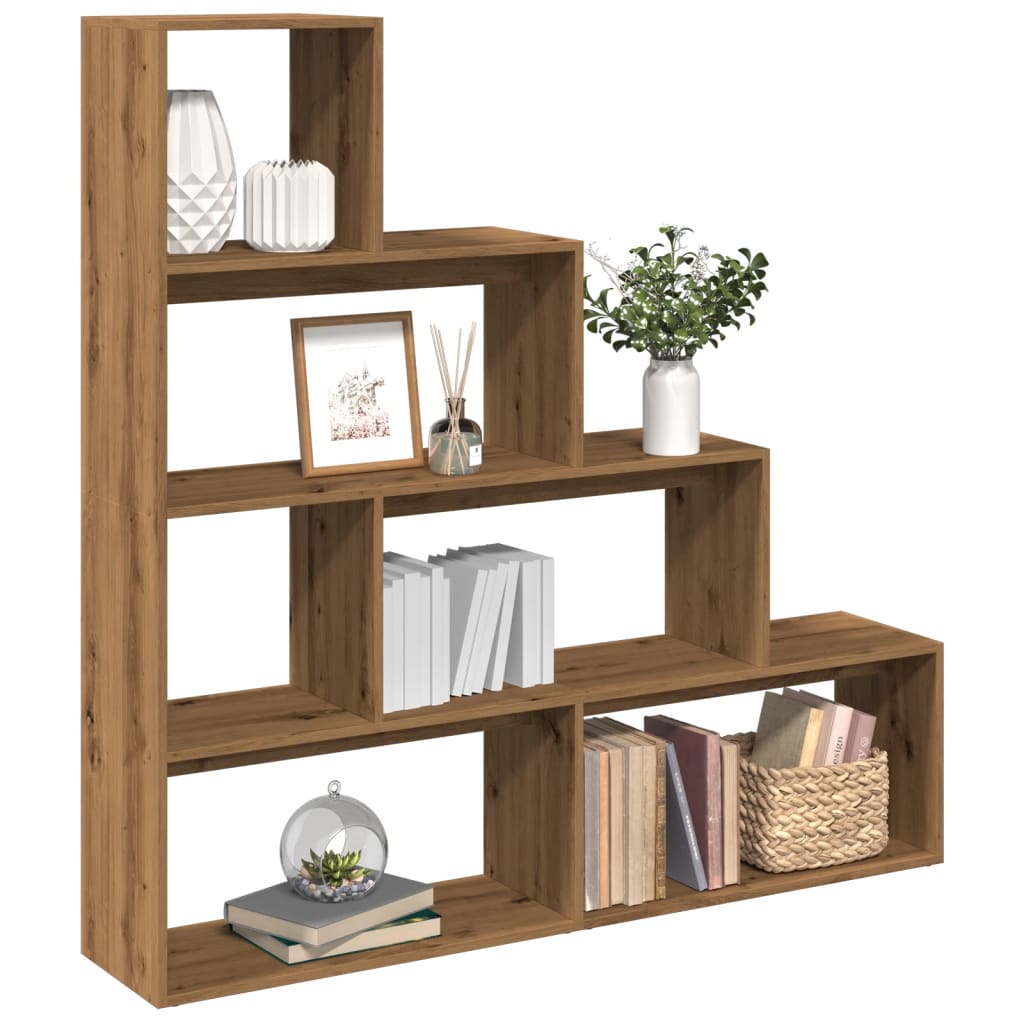Room Divider Bookshelf 4 Tier Artisan Oak Design 143.5 X 29 X 143.5 Cm