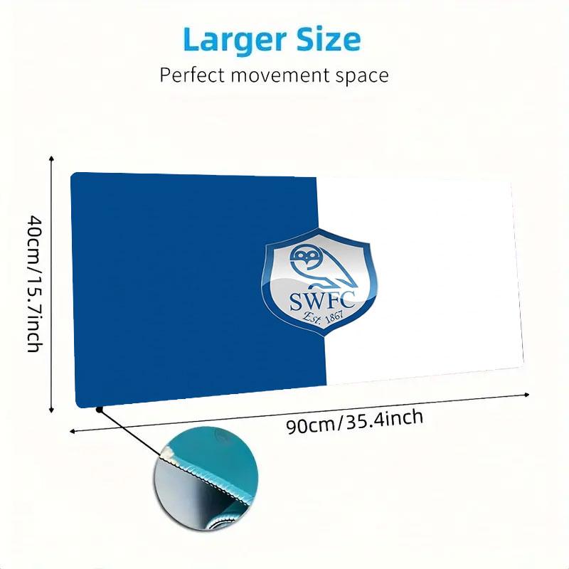 Blue White Owl Crest Large Size Mouse Pad Large Gaming Table Cushion Nonslip Laptop Tablet Big Mousepad Xxl Mat Mini Pc Playmat With Lock Edge