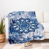 Blue and White Floral Mandala Phone WallpaperBlanket Flannel Throw Blanket for Sofa, Bed, Travel, Camping, Office, Couch, Chair, And Bed Gif