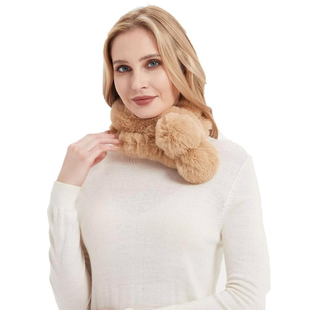 Faux Rabbit Fur Plush Neck Scarf Thicken Double-sided Neck Cover Cute Cross Scarf  Winter