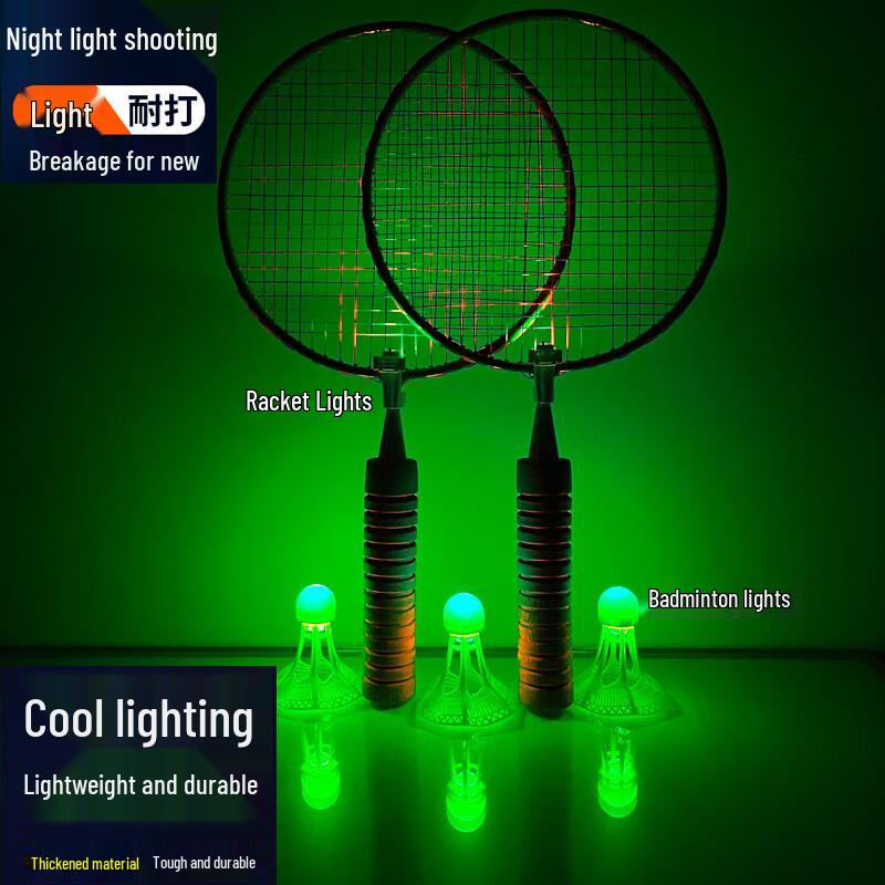 Xurin Kids Badminton Racket Set with Glowing Shuttlecocks