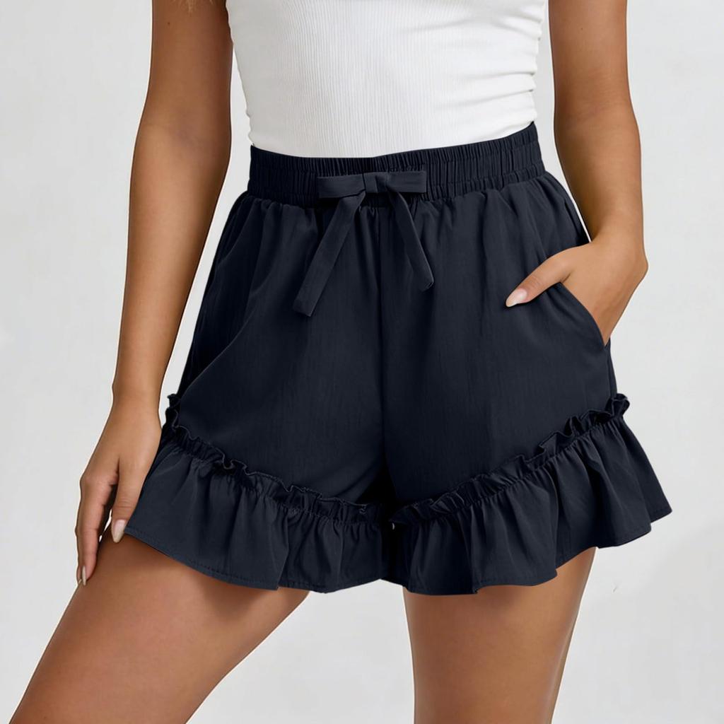 Women's Color Cotton And Linen Casual Waist Shorts With Pockets And Shorts