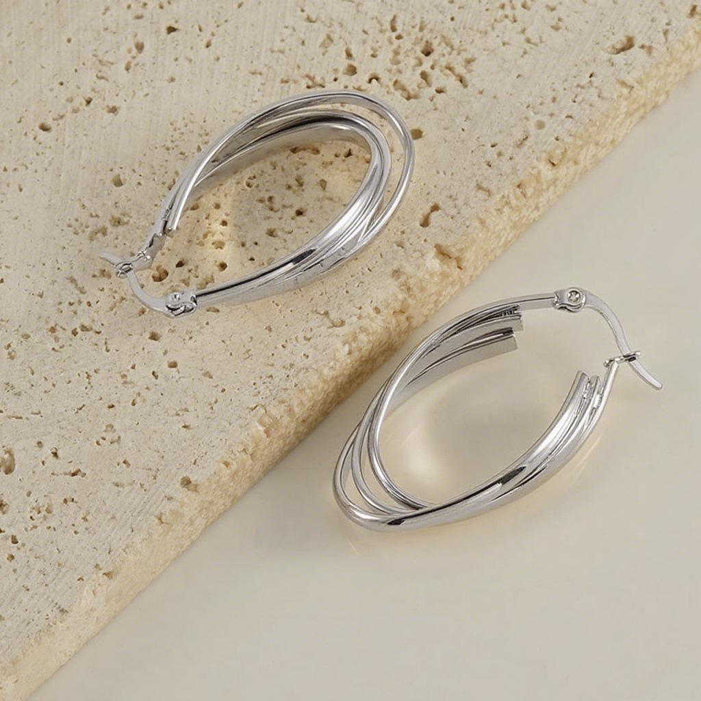 2025 Trendy Titanium Steel Multi-layer Earrings for Women - European & American Ins Style, Light Luxury, Versatile Jewelry, Fast Shipping