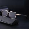 Lunettes de soleil rétro à double faisceau en métal pour homme, style boîte de conduite, lunettes de soleil pour homme