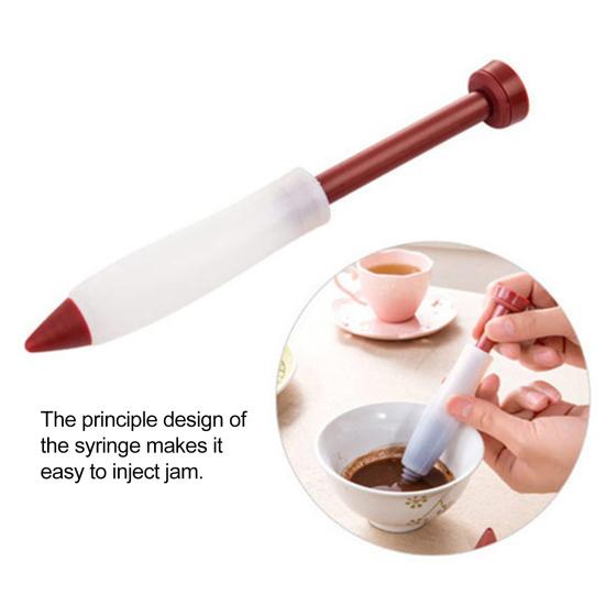 Backdekorationsstift Verdickter Silikon-Spritzbeutelstift Wiederverwendbarer Schokoladen-Marmeladen-Dressingstift für Backen und Salat