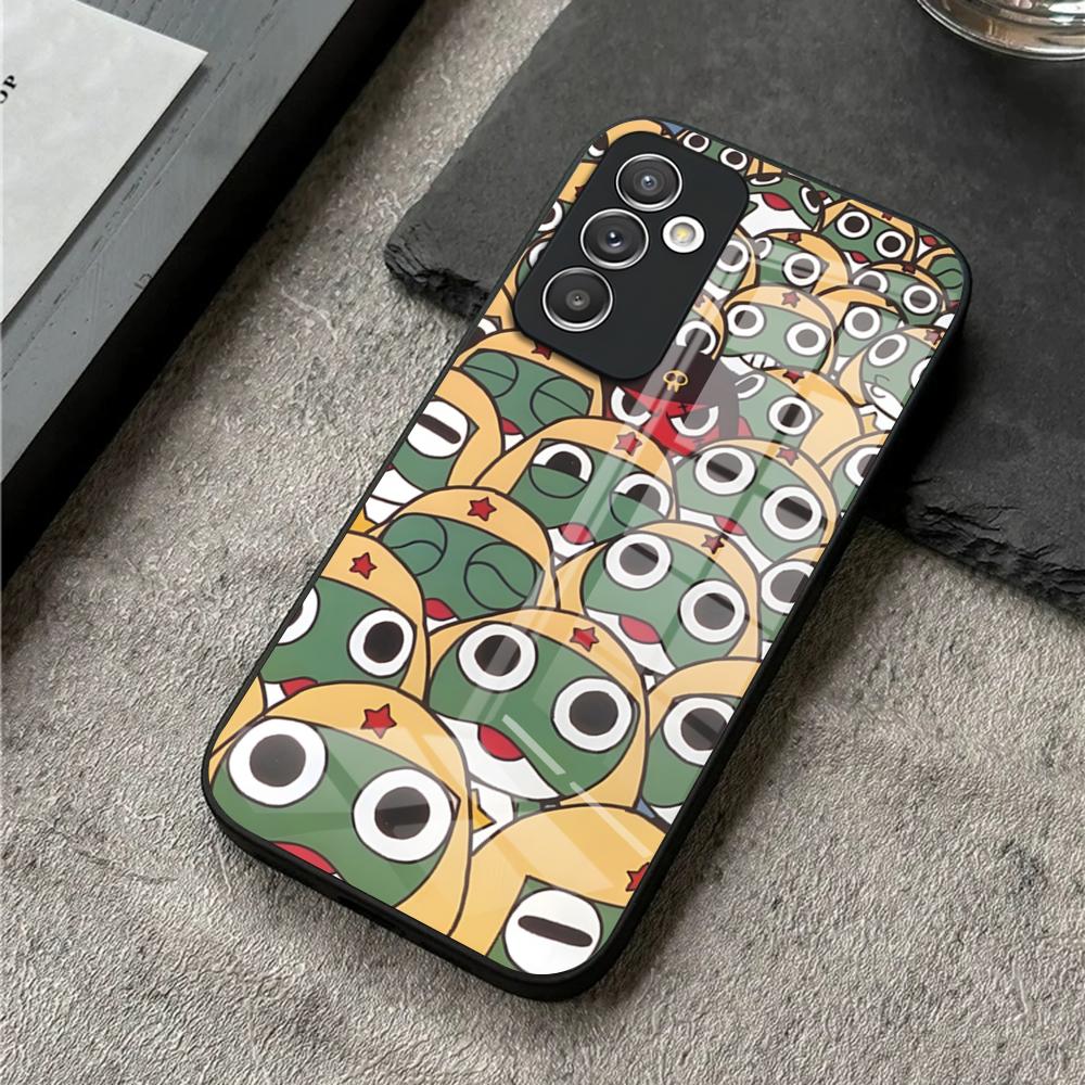 Keroro Frog Cool Gunsou Phone Case For S24 Ultra Samsung S23 S22 S20 Fe S21 Plus Galaxy A54 A34 A24 A53 A16 Glass Cover