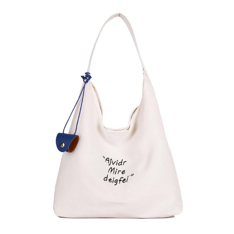 Womens Canvas Tote Bag Large Capacity With Printed Design Soft Material For Street Fashion Daily Carry