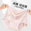 Plus Size Women's Antibacterial 7A Mulberry Silk Seamless High-Waisted Tummy Control Briefs