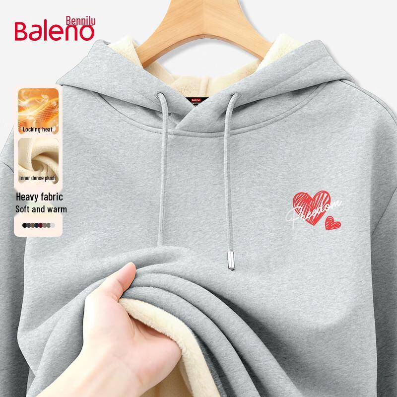 Baleno Herren Dickes Fleece Kapuzenpullover mit Herz-Print