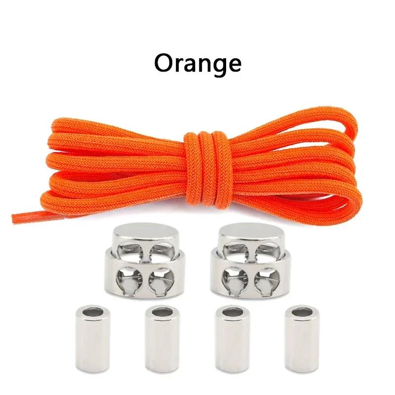 1Pair Lock Shoe laces Without ties Metal Buckle Laces Round Elastic Laces Sneakers Kids Adult No Tie Shoelaces Shoes Accessories