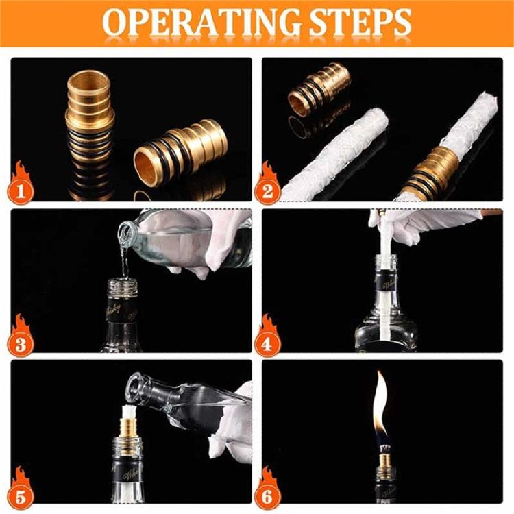Brass Torch Wicks Holder and Replacement Wicks Torch Accessories for Bottles