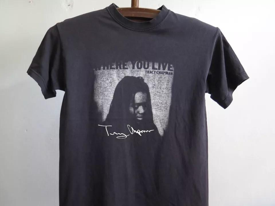 РАСПРОДАЖА Винтажная Трейси Чепмен Соул Поп Музыка Хлопок Черный Все Размеры Унисекс Рубашка Унисекс Футболка S