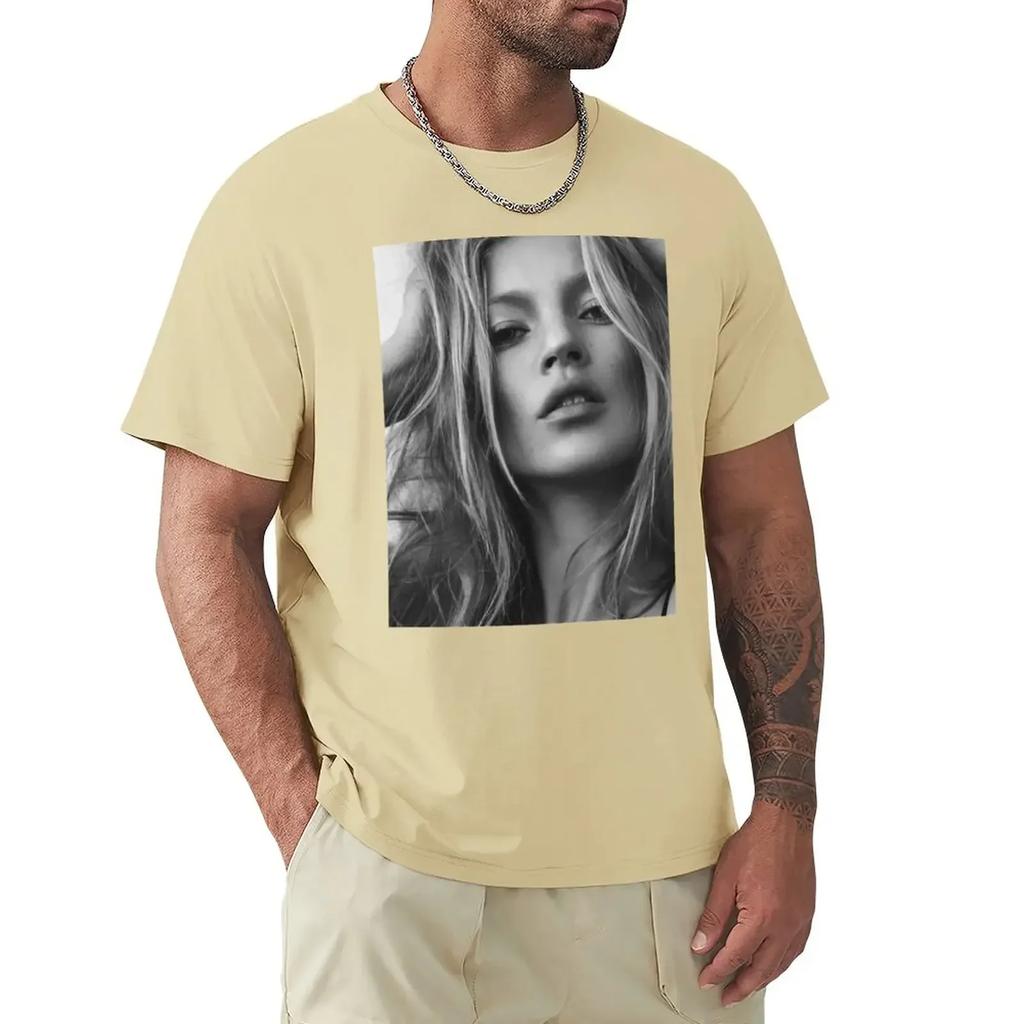 Kate Moss supermodel beauty portrait Long T-Shirt anime customs customizeds T-shirt summer top hippie clothes clothing