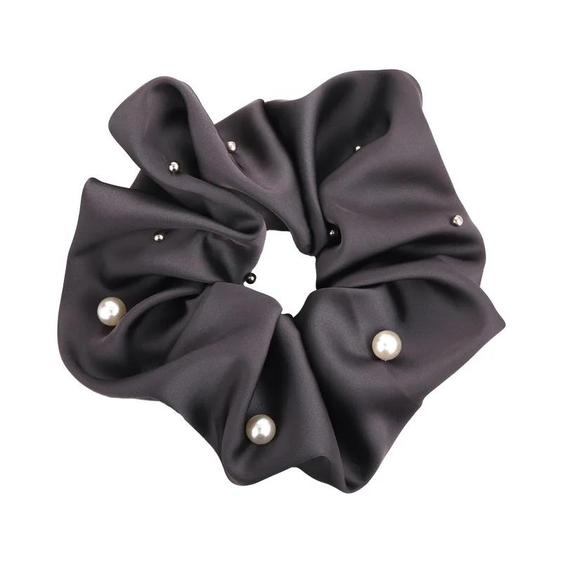 Retro Pearl Satin Hair Scrunchies Headband Women Temperament Hair Rope Rubber Band Spring/summer Fashion Female Hair Accessories