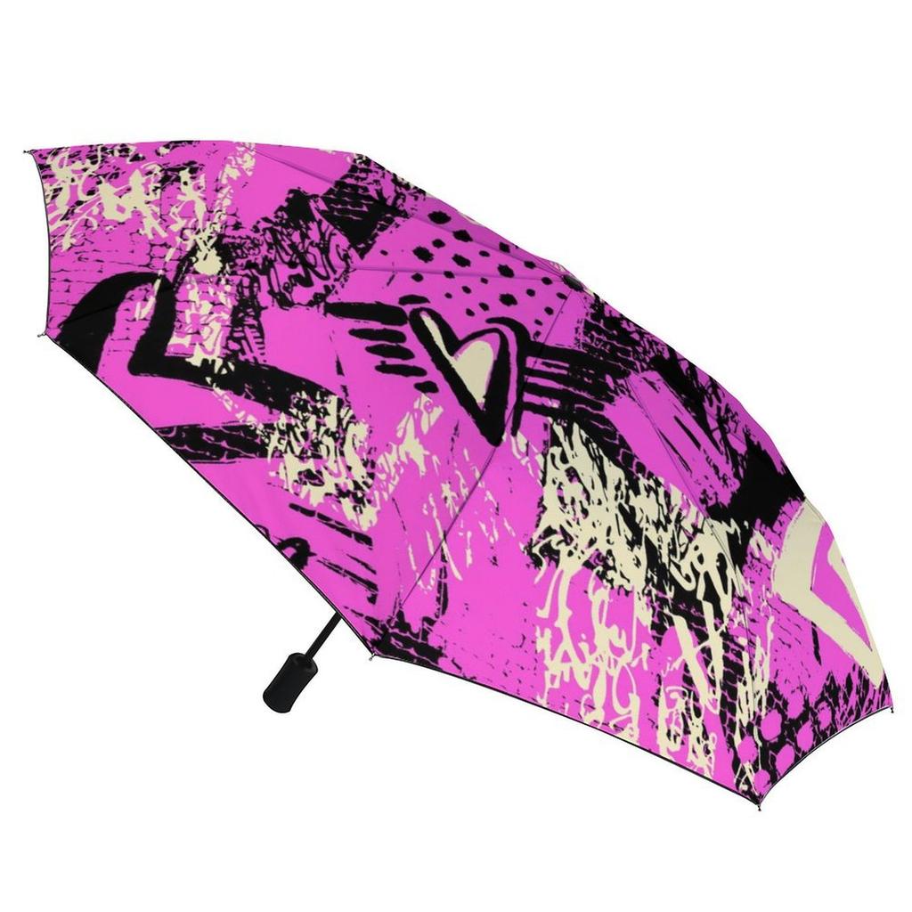 1 Pack Automatic Umbrella Featuring Strong Waterproof Material And Sturdy Ribs For Outdoor Travel Graffiti Style