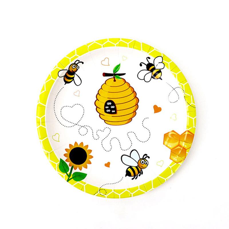 44pcs Bee Theme Party Supplies Kids Birthday Party Decorations Plates Cups Napkins Disposable Tableware Set Baby Shower Supplies