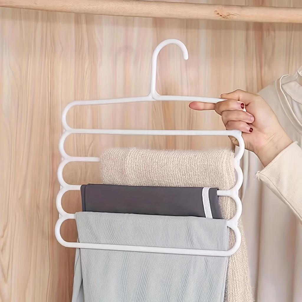 2/4Pcs Pants Rack Multifunctional Household Saving Space Multi Layer Trousers Hanger Pants Closet Color Clothes Peg 5 Layers