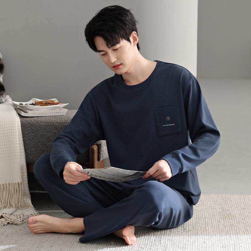 Island Fleece Men'S Pajamas Winter Thin Fleece Warm Coral Fleece Loungewear Autumn And Winter Thickened Suit