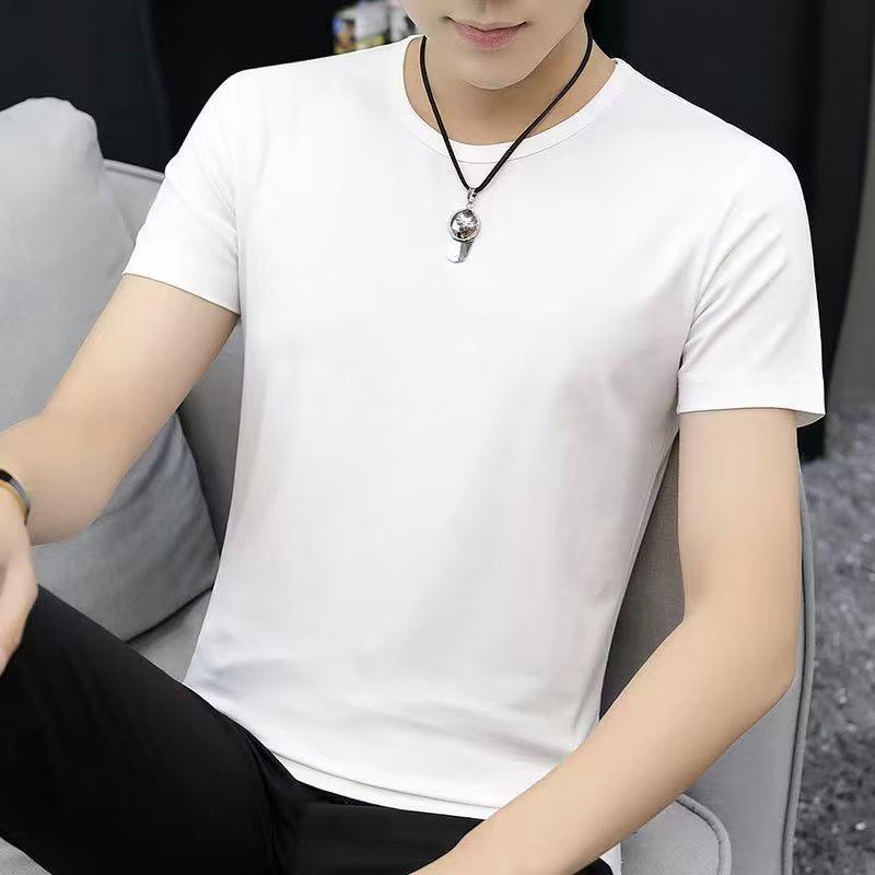 Men's Slim Fit Pure White Short Sleeve T-Shirt
