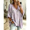 Women's Large Size V-neck Tops, Elegant and Comfortable Simple Pattern Print Large Size Women's V-neck T-shirt