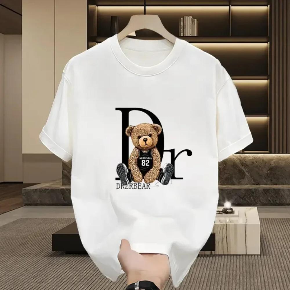 

Men and women couples spring and summer short-sleeved bear T-shirt men and women pure cotton oversized breathable short sleeves S