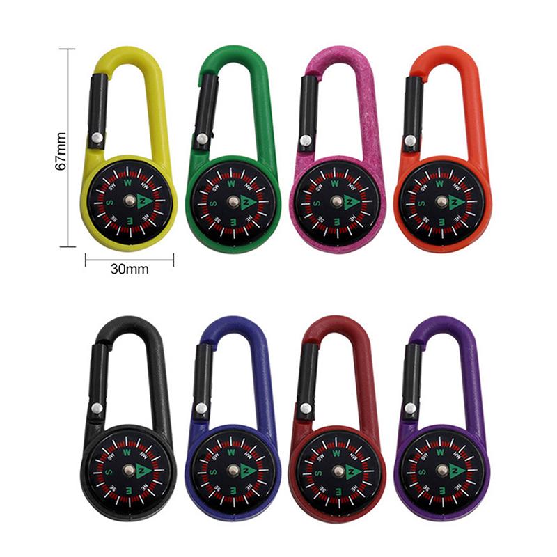 Multi-Functional Outdoor Keychain Mini Compass Mountaineering Key Ring Snap Hook Camping Hiking Tool Hiking Goods