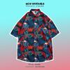 Men’s Hong Kong Style Retro Floral Short Sleeve Shirt - Hawaiian Design, Rebellious, Versatile, Loose-Fit, Summer Wear, Perfect for Couples.