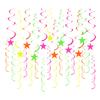 40 Pcs Glow Paper Star Hanging Swirl Decoration Glow In The Dark Ceiling Streamer Fluorescent Neon Party Supplies for Wedding Birthday