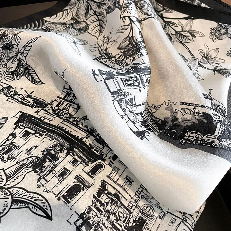Hangzhou Silk Butterfly Silk Small Square Scarf for Women In Spring and Summer Mulberry Silk Fashion Scarf Temperament Neck Protection