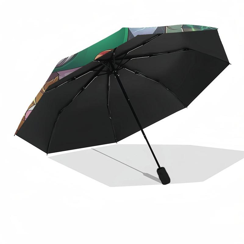 Power Rangers, Team Themed Automatic Opening and Closing Umbrella, Compact Travel Umbrella, Lightweight and Portable, Suitable for Beach Com