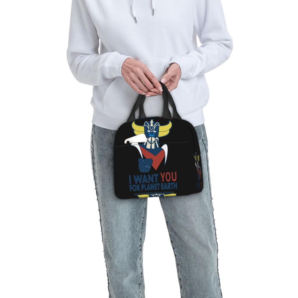 Custom Robo Grendizers Insulated Lunch Tote Bag for Women Men Anime Portable Cooler Thermal Bento Box Outdoor Camping Travel